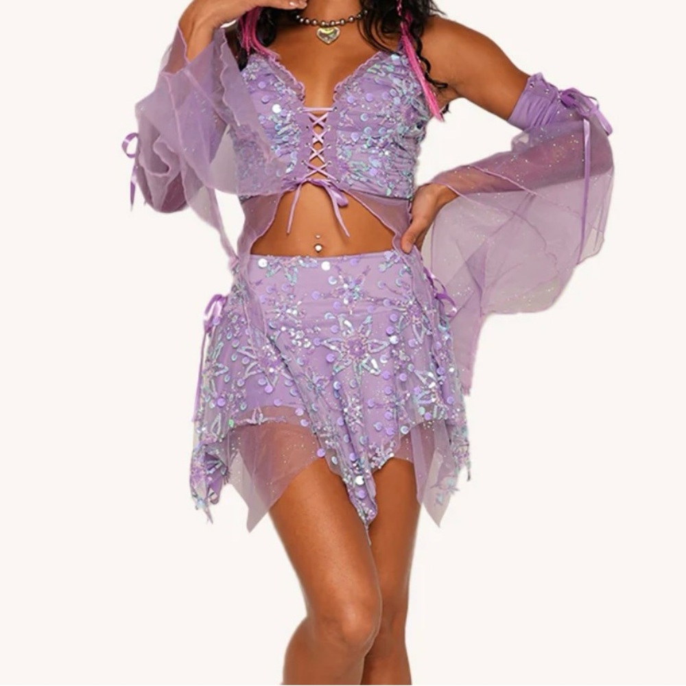 Purple Lace-Up 3 Piece Set